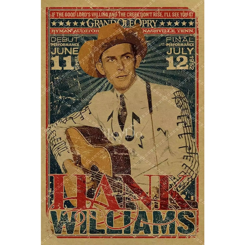 Musical Instrument Sign - Hank Williams Sinal de metal retrô