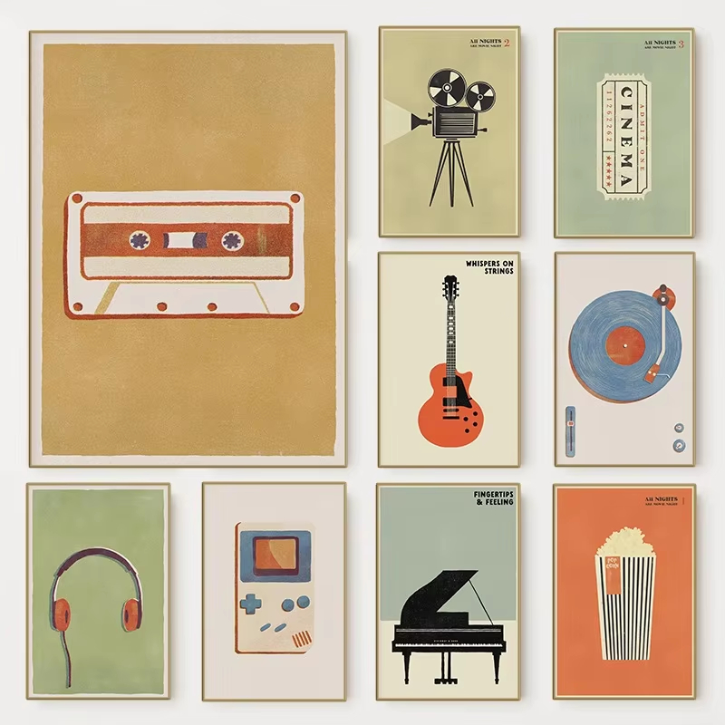 Musical Instrument Manufacturers - Pôster de Instrumentos Musicais Pop Retrô