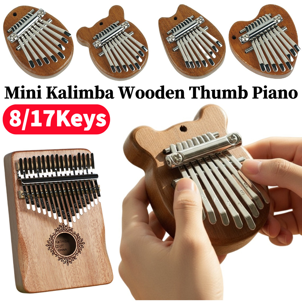 Musical Instrument Kalimba - Mini Kalimba de Madeira 8/17 Teclas,